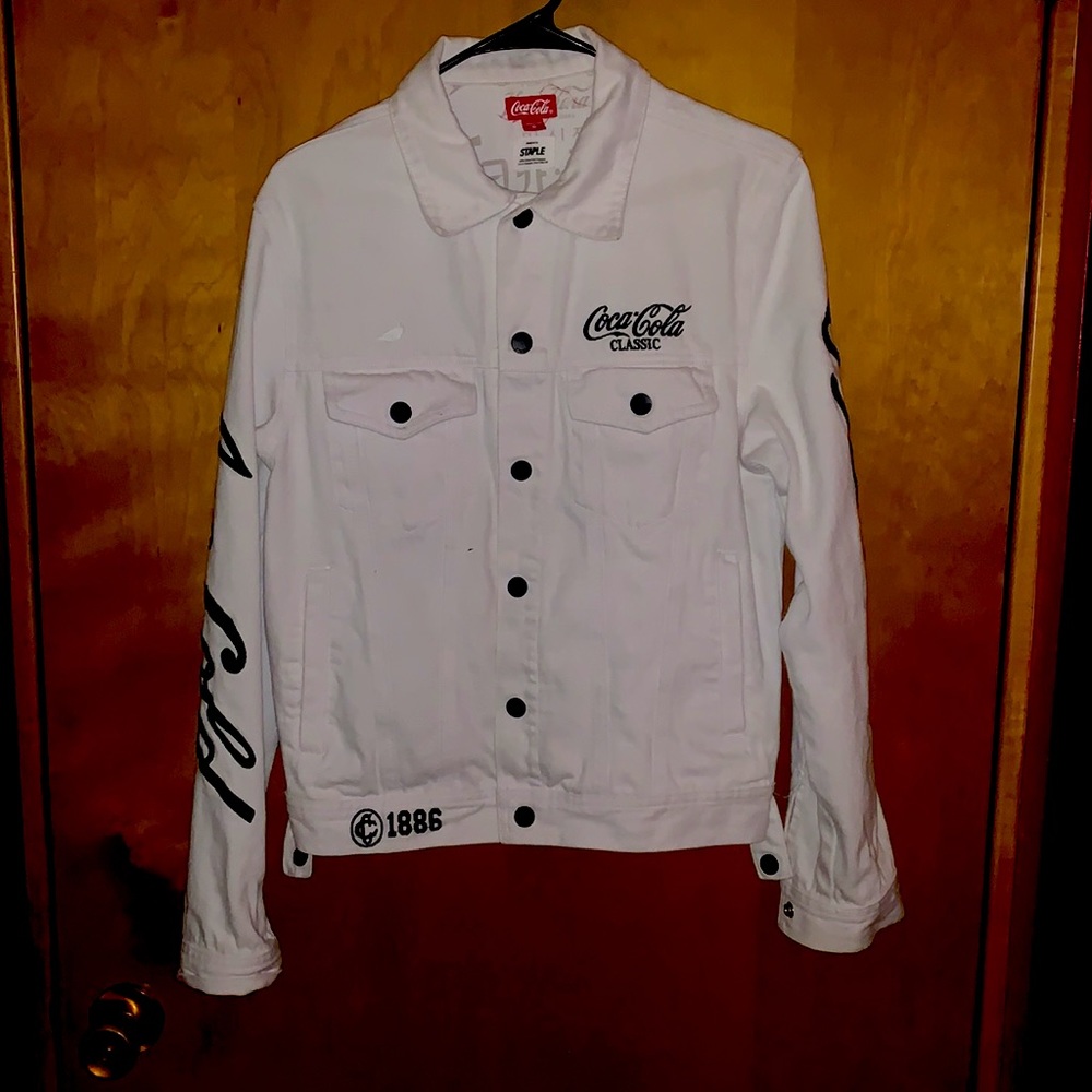 Staple Pigeon x Coca-Cola Men’s White Embroidered Jean Jacket